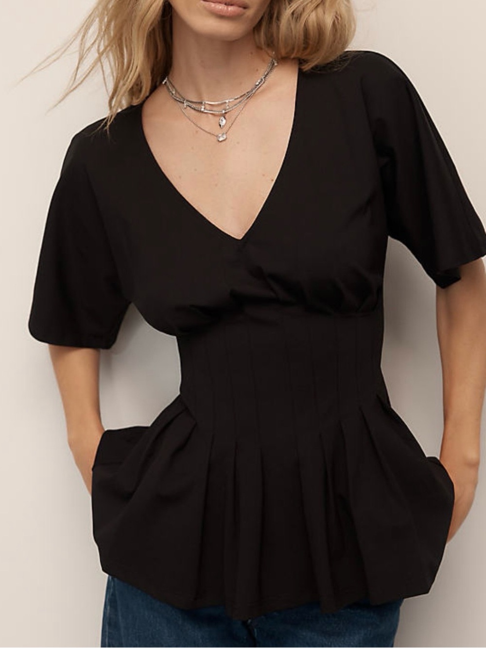 DOLAN Left Coast Pleated Peplum Top Size M